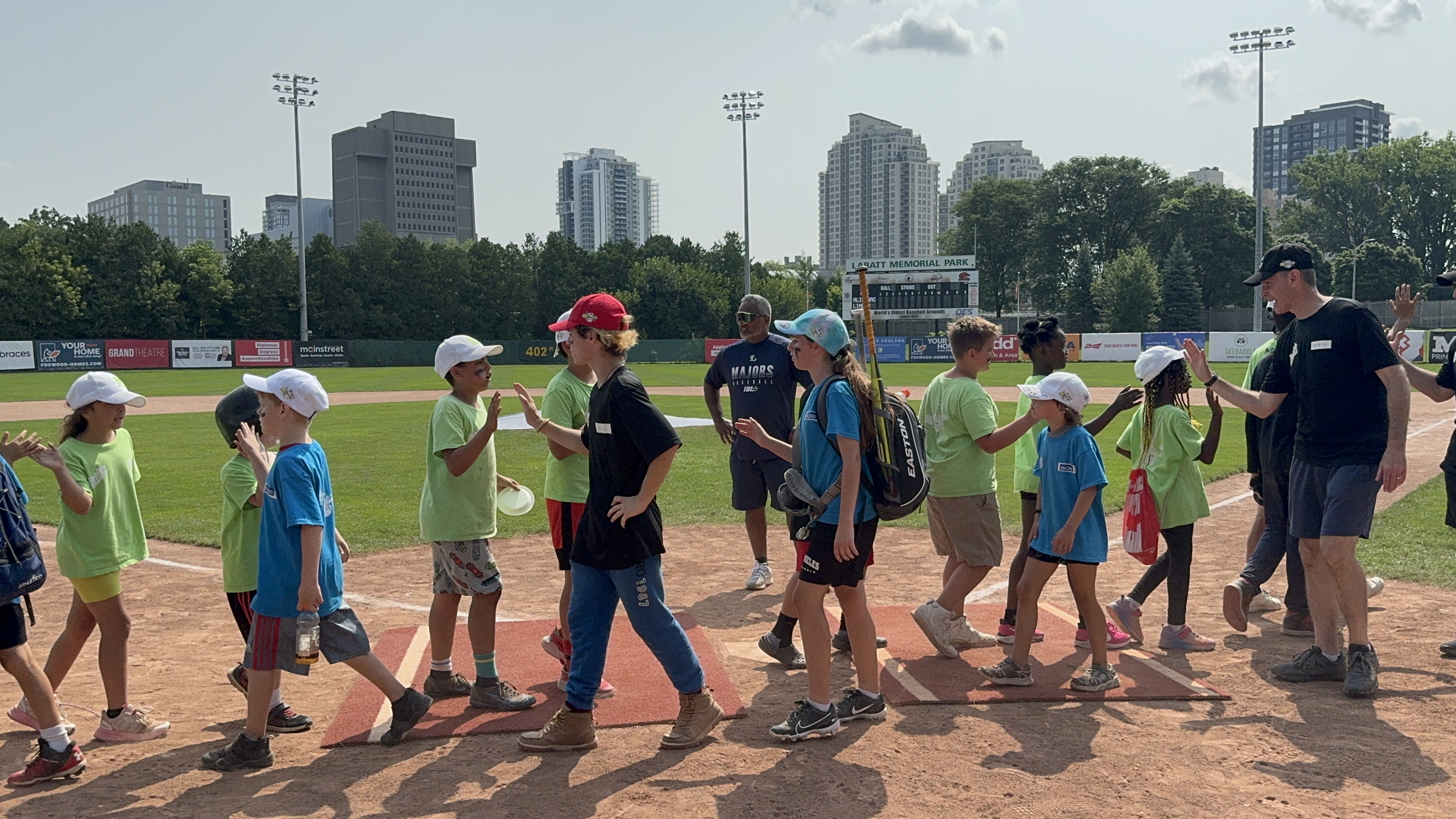 Baseball teams shaking hands after a game