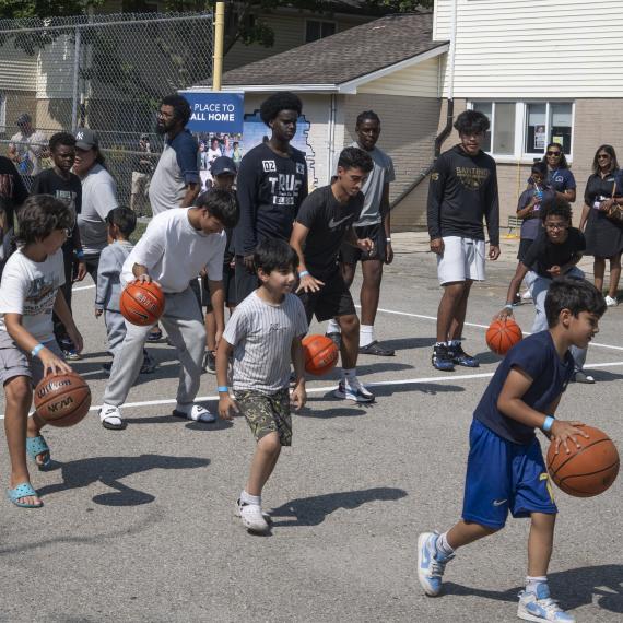 Kids playing basketball