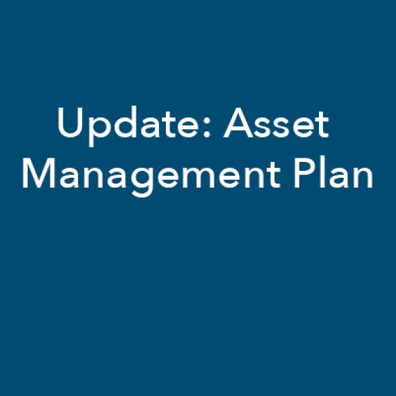 Blue image with text "Update: Asset Management Plan" 